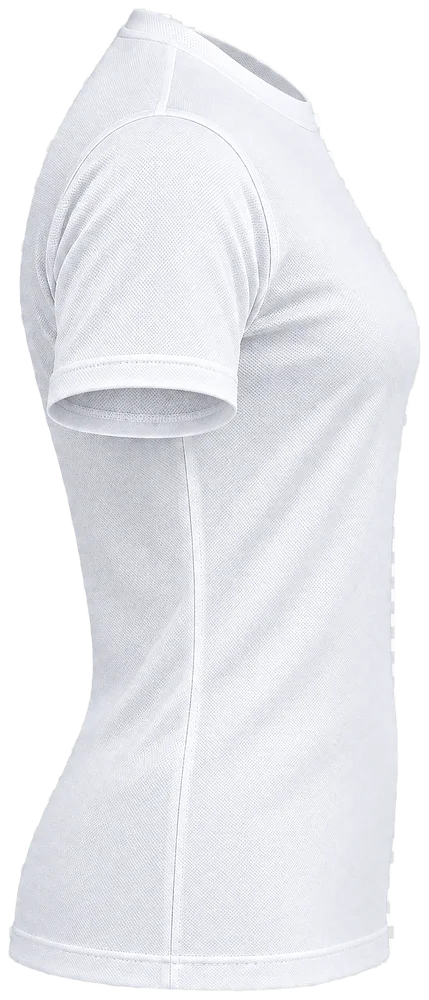 T-shirt blanc coupe femme, manche gauche