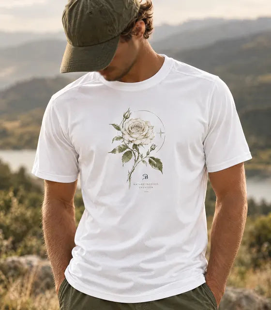 T-shirt blanc avec une montagne stylisée